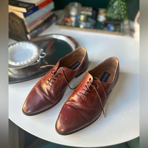 Giorgio Brutini Brown Leather Lace Up Cap Oxfords